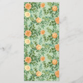Peach Light Green Peony & Roos Floral Wedding Menu (Achterkant)
