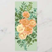 Peach Light Green Peony & Roos Floral Wedding Menu (Achterkant)