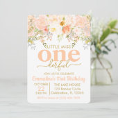 Peach Little Miss ONEderful Girl First Birthday Kaart (Staand voorkant)