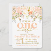 Peach Little Miss ONEderful Girl First Birthday Kaart (Voorkant)