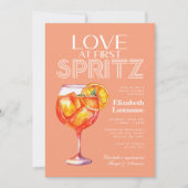 Peach Love at First Spritz Bruidsfeest Kaart (Voorkant)
