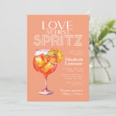 Peach Love at First Spritz Bruidsfeest Kaart (Staand voorkant)