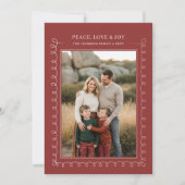 Peach Love Joy Red Stripe Family Photo Christmas Feestdagenkaart (Voorkant)