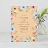 Peach Luminous Watercolor Summer Wedding Kaart (Staand voorkant)