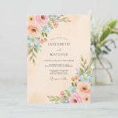 Peach Lustrous Spring Wedding Kaart (Staand voorkant)