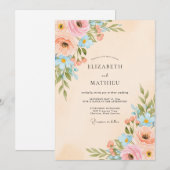 Peach Lustrous Spring Wedding Kaart (Voorkant / Achterkant)