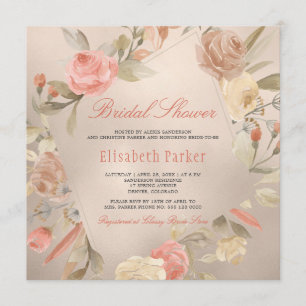 Peach Luxury Faux Gold Foil Floral Vrijgezellenfee Kaart