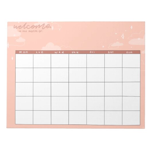 Peach Maandelijkse Tracker Notitieblok (Voorkant)