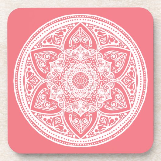 Peach Mandala Bier Onderzetter (Voorkant)