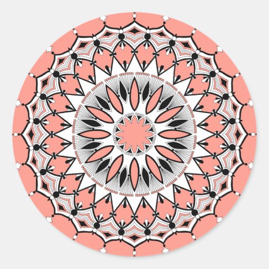 Peach Mandala (Design 1) Stickers (Voorkant)