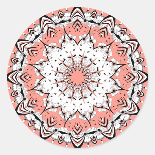 Peach Mandala (Design 3) Stickers (Voorkant)