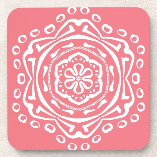 Peach Mandala Drankjes Onderzetter (Voorkant)
