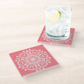 Peach Mandala Glazen Onderzetter (Schuin)