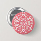 Peach Mandala Ronde Button 5,7 Cm (Voorkant /achterkant)