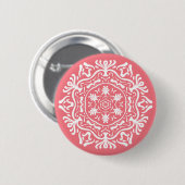 Peach Mandala Ronde Button 5,7 Cm (Voorkant /achterkant)