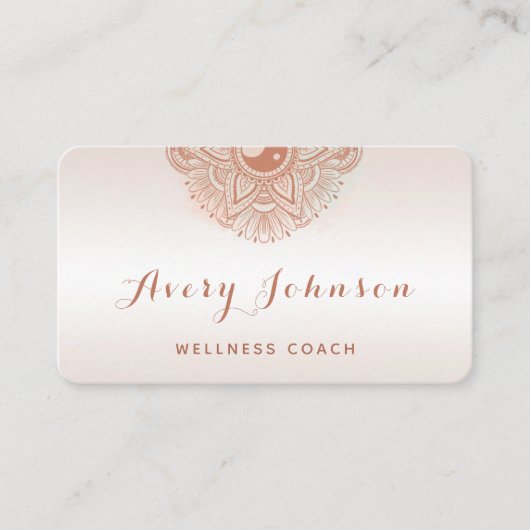Peach Mandala Wellness Coach Modern Social Media Visitekaartje (Voorkant)