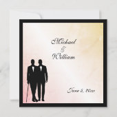 Peach Marble Gay Wedding Invite Kaart (Achterkant)