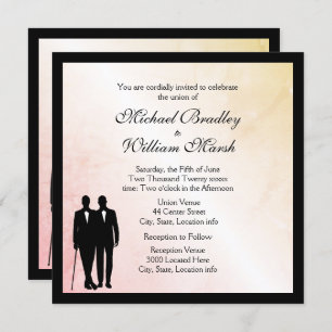 Peach Marble Gay Wedding Invite Kaart