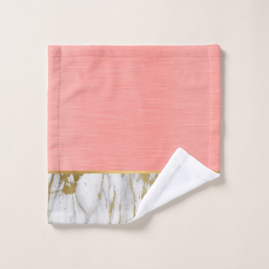 PEACH MARBLE GOLD BATHROOM TOWEL SET BAD HANDDOEK (Wasdoekje)