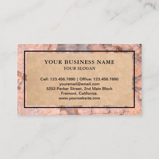 Peach Marble Granite Splashback Kitchen Countertop Visitekaartje (Achterkant)