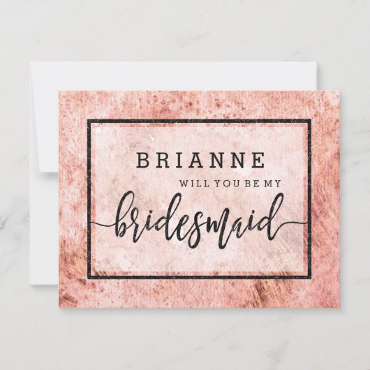 Peach Marble Waterverf, wil je mijn bruidsmeisje z Kaart (Voorkant)
