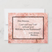 Peach Marble Waterverf, wil je mijn bruidsmeisje z Kaart (Achterkant)