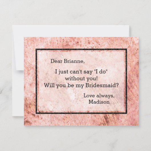 Peach Marble Waterverf, wil je mijn bruidsmeisje z Kaart (Achterkant)