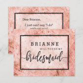 Peach Marble Waterverf, wil je mijn bruidsmeisje z Kaart (Voorkant / Achterkant)
