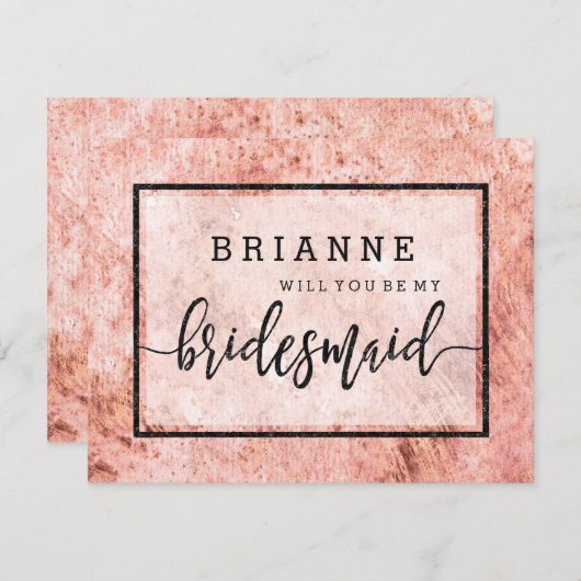 Peach Marble Waterverf, wil je mijn bruidsmeisje z Kaart (Voorkant / Achterkant)