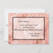 Peach Marble Wil jij mijn Maid of Honor zijn? Kaart (Achterkant)
