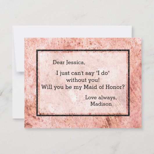 Peach Marble Wil jij mijn Maid of Honor zijn? Kaart (Achterkant)