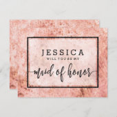 Peach Marble Wil jij mijn Maid of Honor zijn? Kaart (Voorkant / Achterkant)