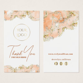 Peach marbling ontwerp bijsluiter visitekaartje
