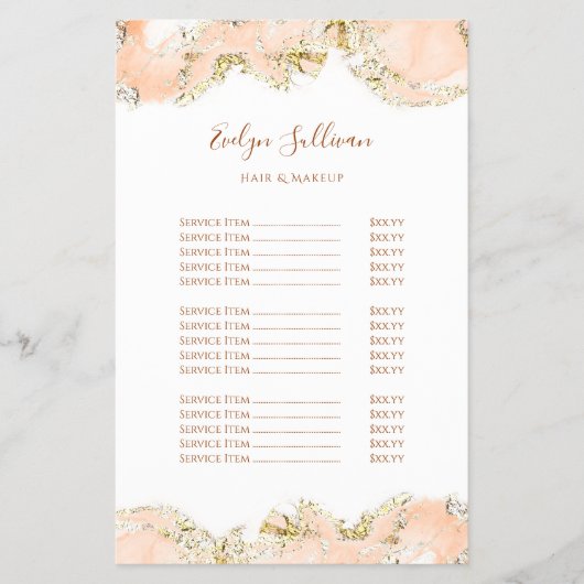 Peach marbling ontwerp prijslijst flyer (Voorkant)
