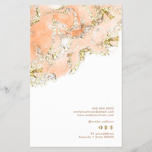 Peach marbling ontwerp prijslijst flyer (Achterkant)