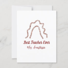 Peach marron glitter rainbow teacher appreciation  briefkaart