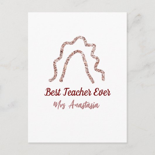 Peach marron glitter rainbow teacher appreciation  briefkaart (Voorkant)