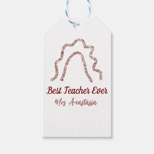 Peach marron glitter rainbow teacher appreciation  cadeaulabel (Voorkant)