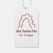 Peach marron glitter rainbow teacher appreciation  cadeaulabel (Achterkant)