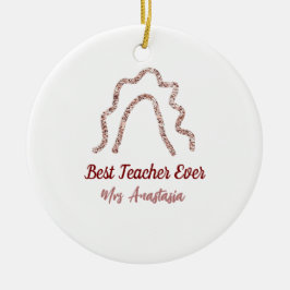 Peach marron glitter rainbow teacher appreciation  keramisch ornament