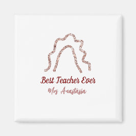 Peach marron glitter rainbow teacher appreciation  magneet