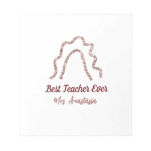 Peach marron glitter rainbow teacher appreciation  notitieblok (Voorkant)