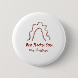 Peach marron glitter rainbow teacher appreciation  ronde button 5,7 cm