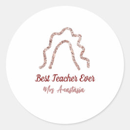 Peach marron glitter rainbow teacher appreciation  ronde sticker