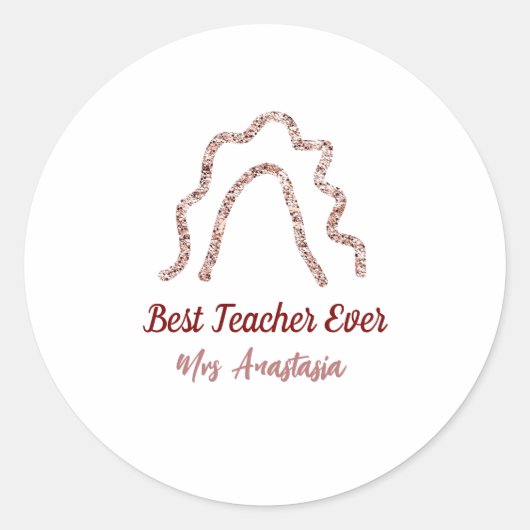 Peach marron glitter rainbow teacher appreciation  ronde sticker (Voorkant)