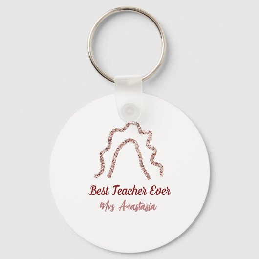 Peach marron glitter rainbow teacher appreciation  sleutelhanger (Voorkant)