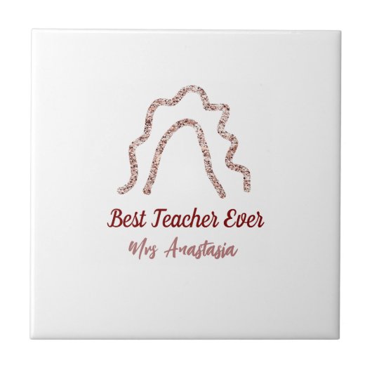 Peach marron glitter rainbow teacher appreciation tegeltje (Voorkant)