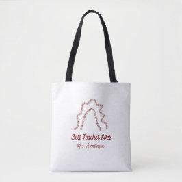 Peach marron glitter rainbow teacher appreciation  tote bag