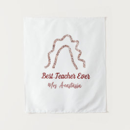 Peach marron glitter rainbow teacher appreciation  wandkleed