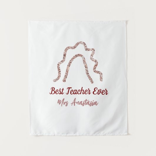 Peach marron glitter rainbow teacher appreciation wandkleed (Voorkant)